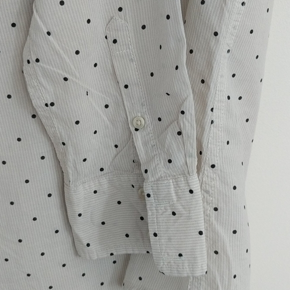 Merona beige Polk a dot button down shirt top - Picture 8 of 8